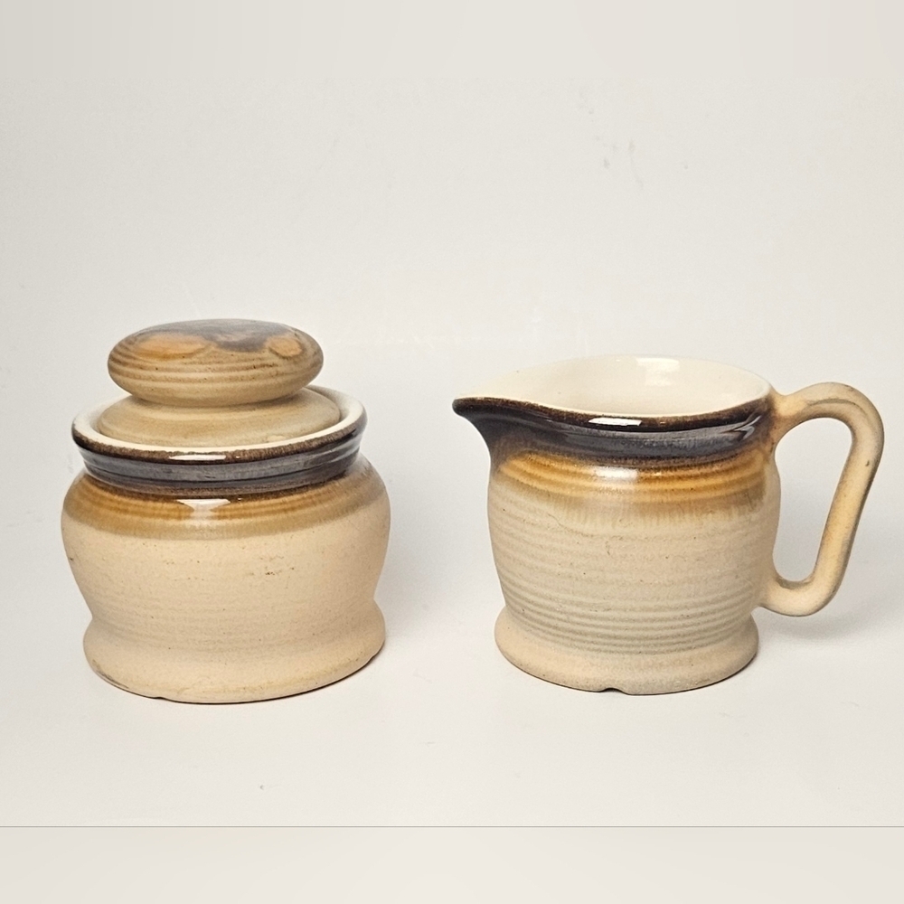 Vintage Beauceware Canada Cream & Sugar Set – Drip Glaze Stoneware